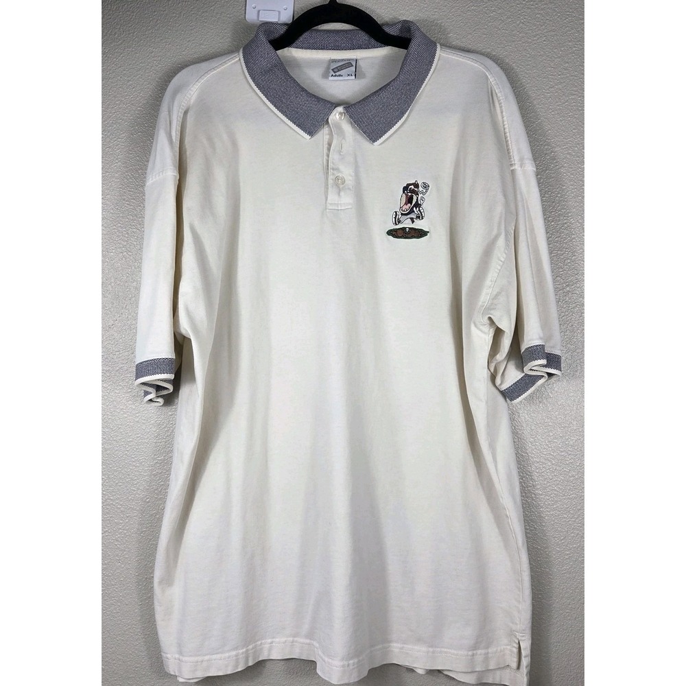 Warner Bros Taz Polo Shirt XL Vintage 90s Looney Tunes Tasmanian Devil Embroider